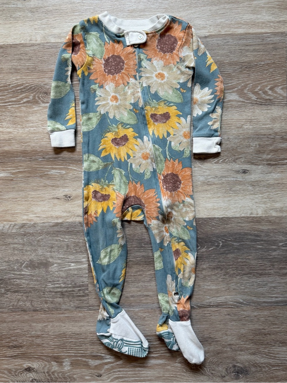 Burt’s Bees Baby. One-Piece, Snug Fit, Floral Jammies. 12 mos.